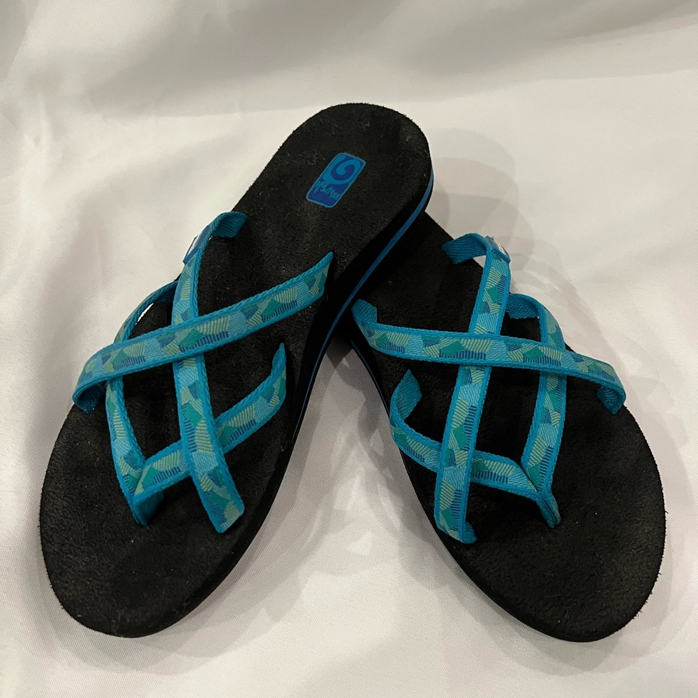 Teva Turquoise and Black Sandals
